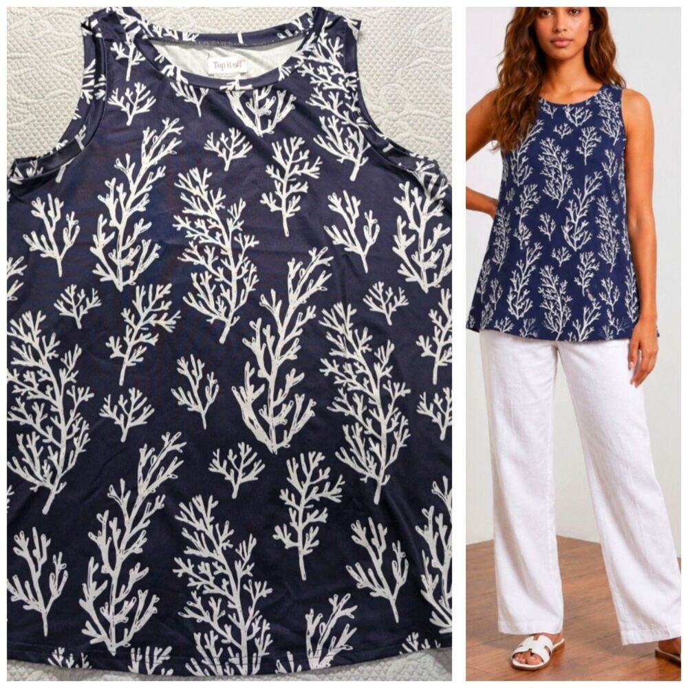 Womens Oversized Tank Modesty Conscious Vacation Artsy Beachy Resort Wear Retro